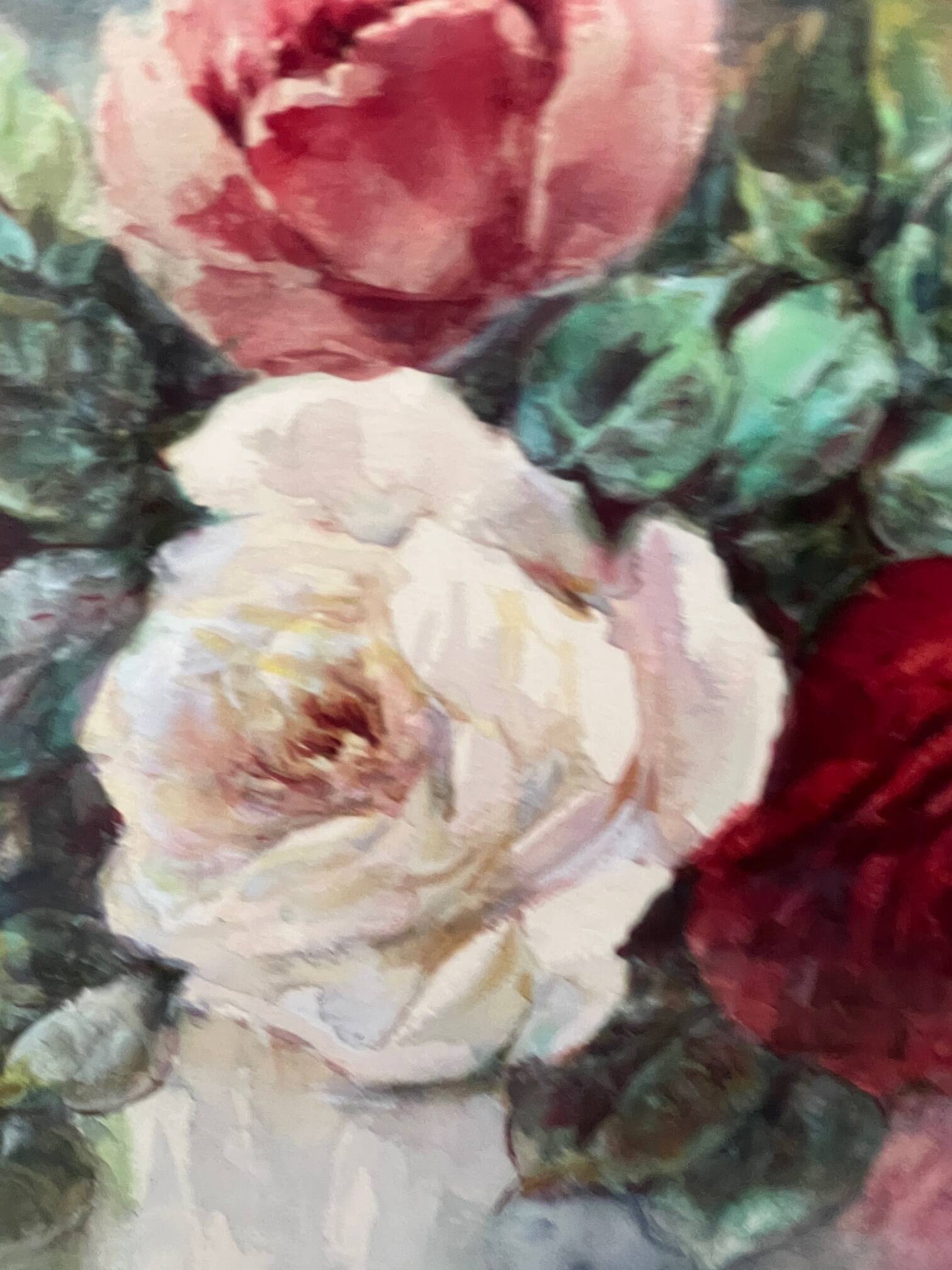 Nature morte "Roses" à l'aquarelle, Madeleine Renaud (1900-1994)
