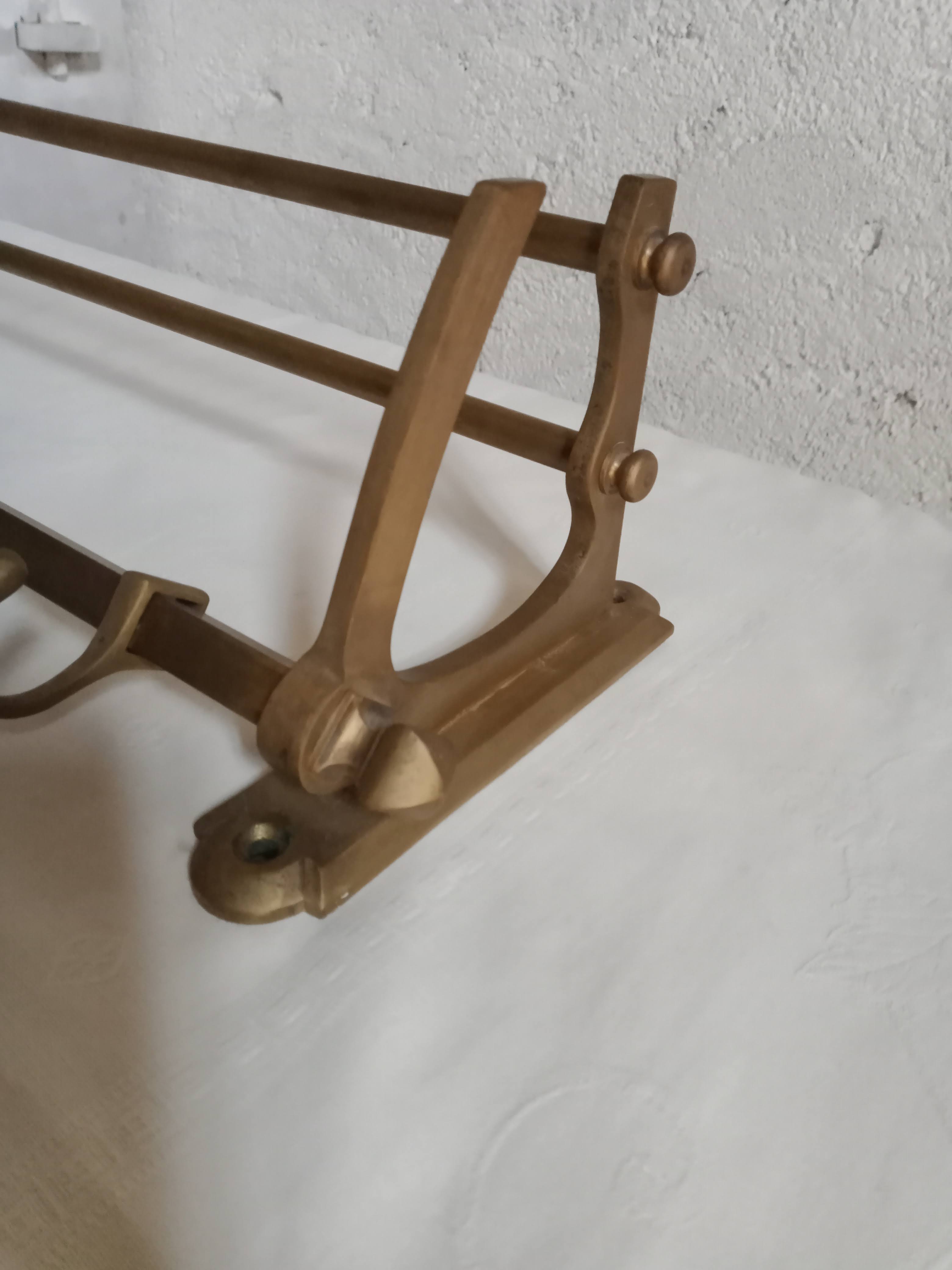 old brass wall coat rack