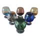 Set of 6 vintage multicoloured stemmed glasses