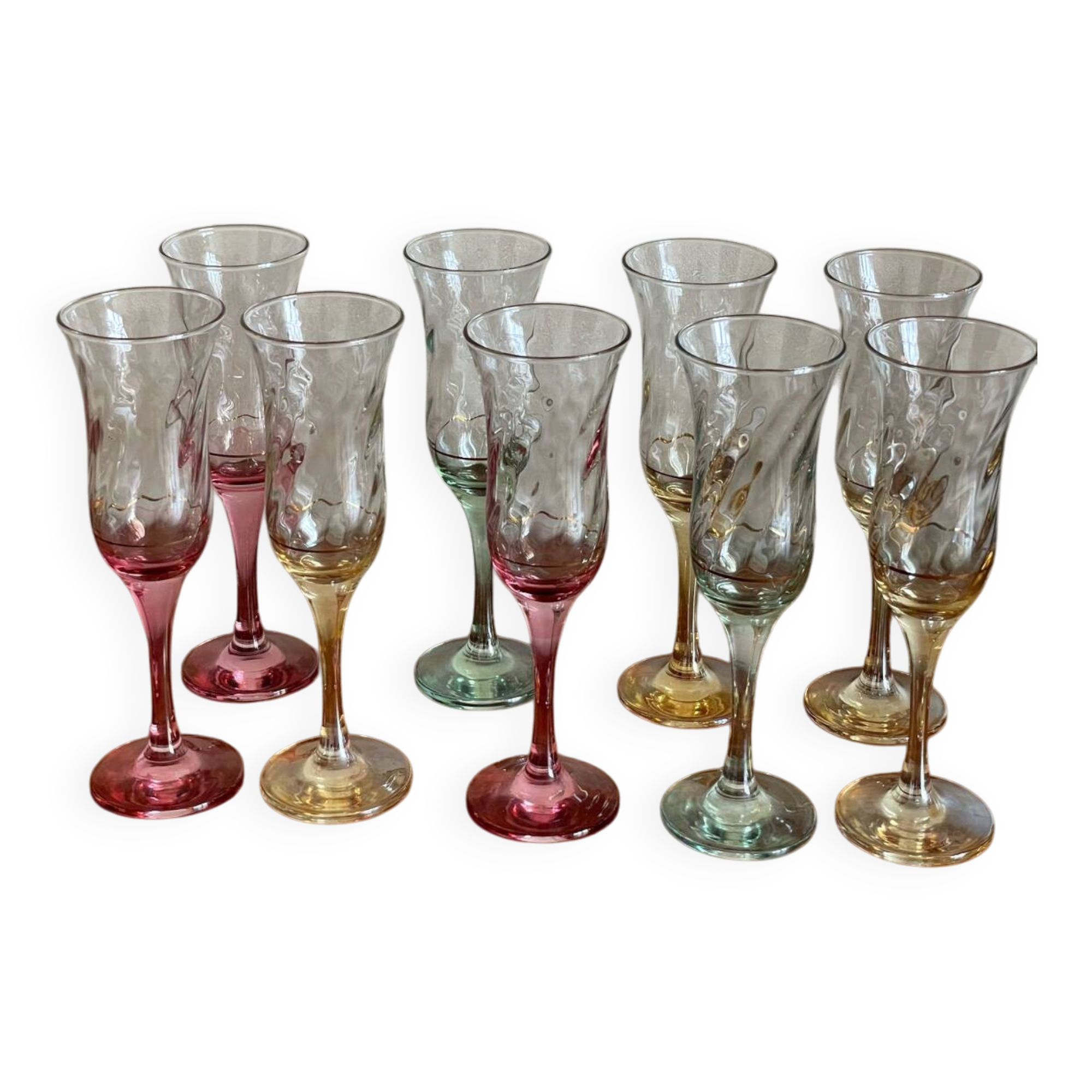 Colorful champagne flutes