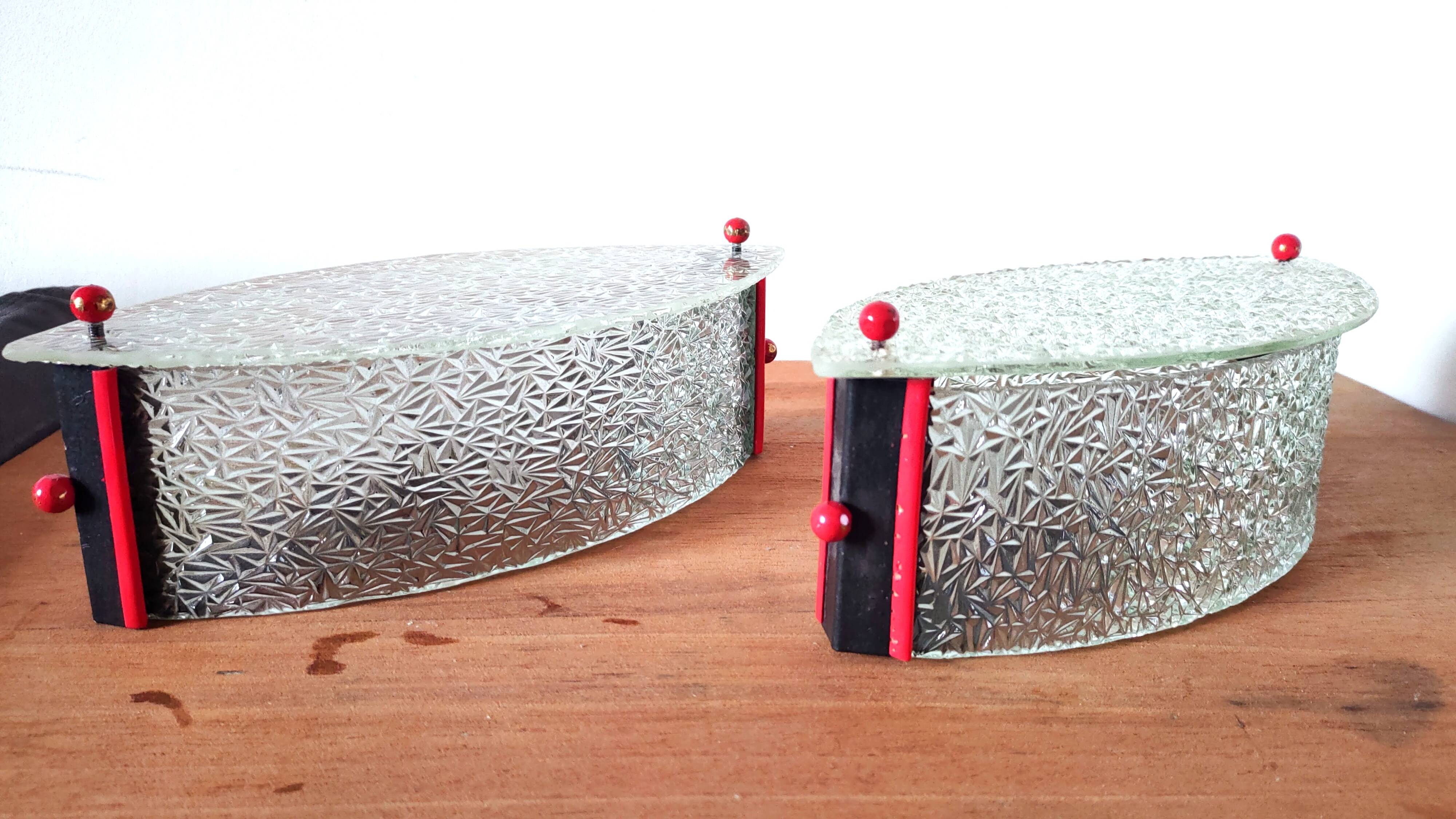 Pair of designer glass eye sconces from the 60s and 70s