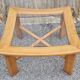Scandinavian design coffee table, solid wood and glass, vintage, 70s