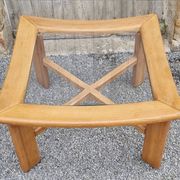 Table basse design scandinave, bois massif et verre, vintage, années 70
