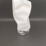 White tinted glass vase with crumpled effect