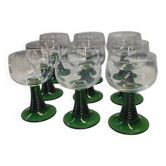 9 verres a vin d'Alsace des années 70