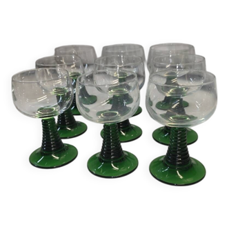 9 verres a vin d'Alsace des années 70