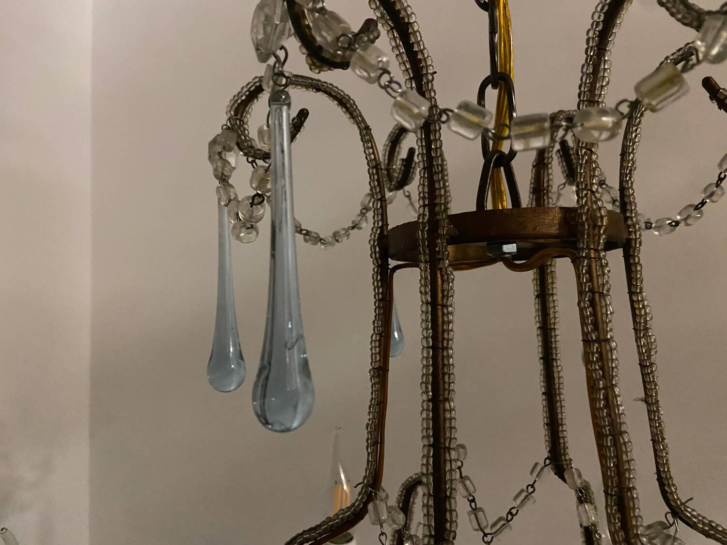 Crystal beaded murano glass chandelier 1960’s