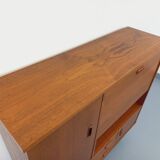 Vintage Scandinavian style secretary bookshelf storage furniture.