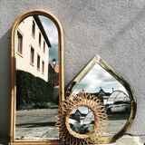 Vintage rattan mirror 37x37cm