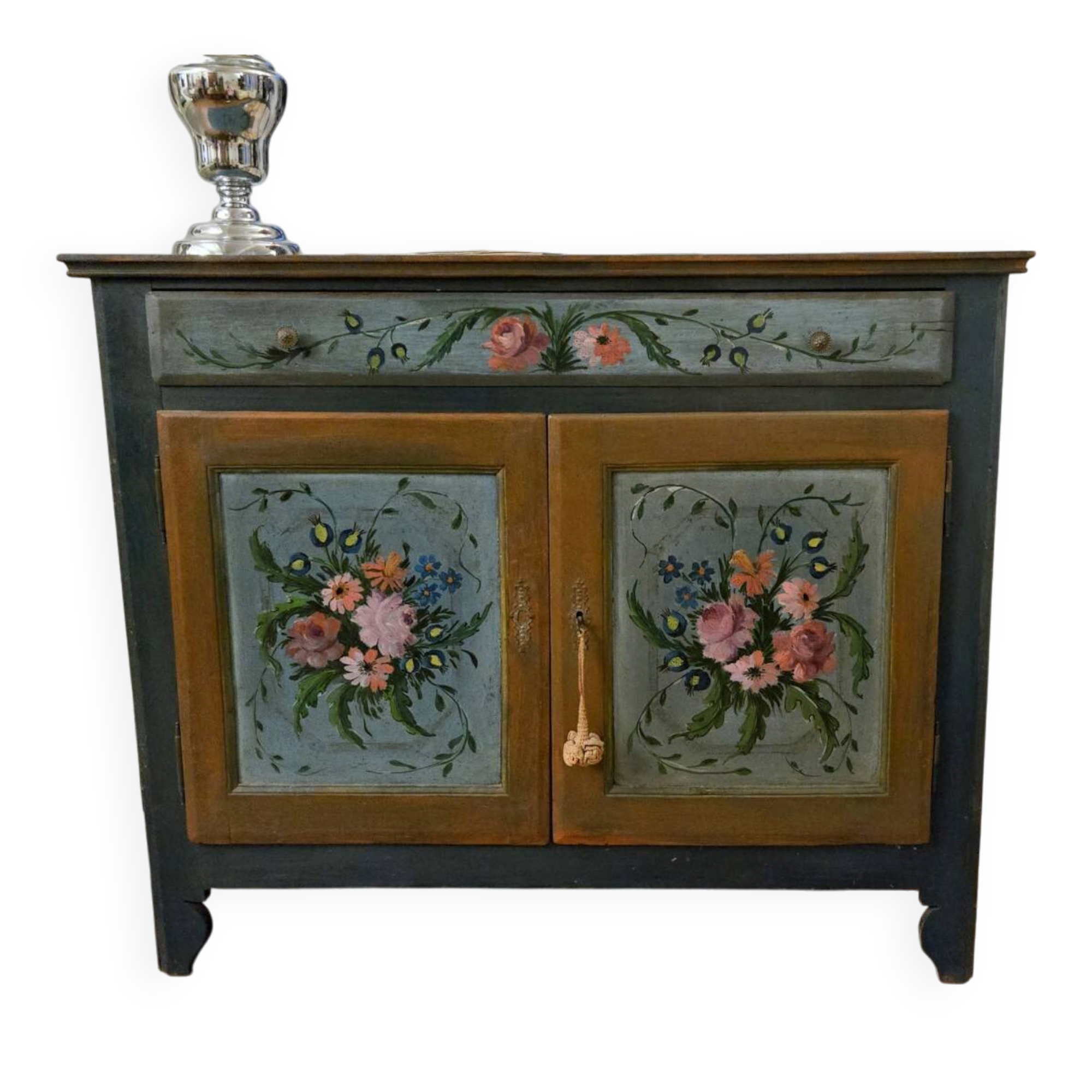 Italy 19th century: Venetian sideboard with hand-painted decorations.