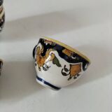 Set of 4 miniature earthenware cups with Old Rouen decor