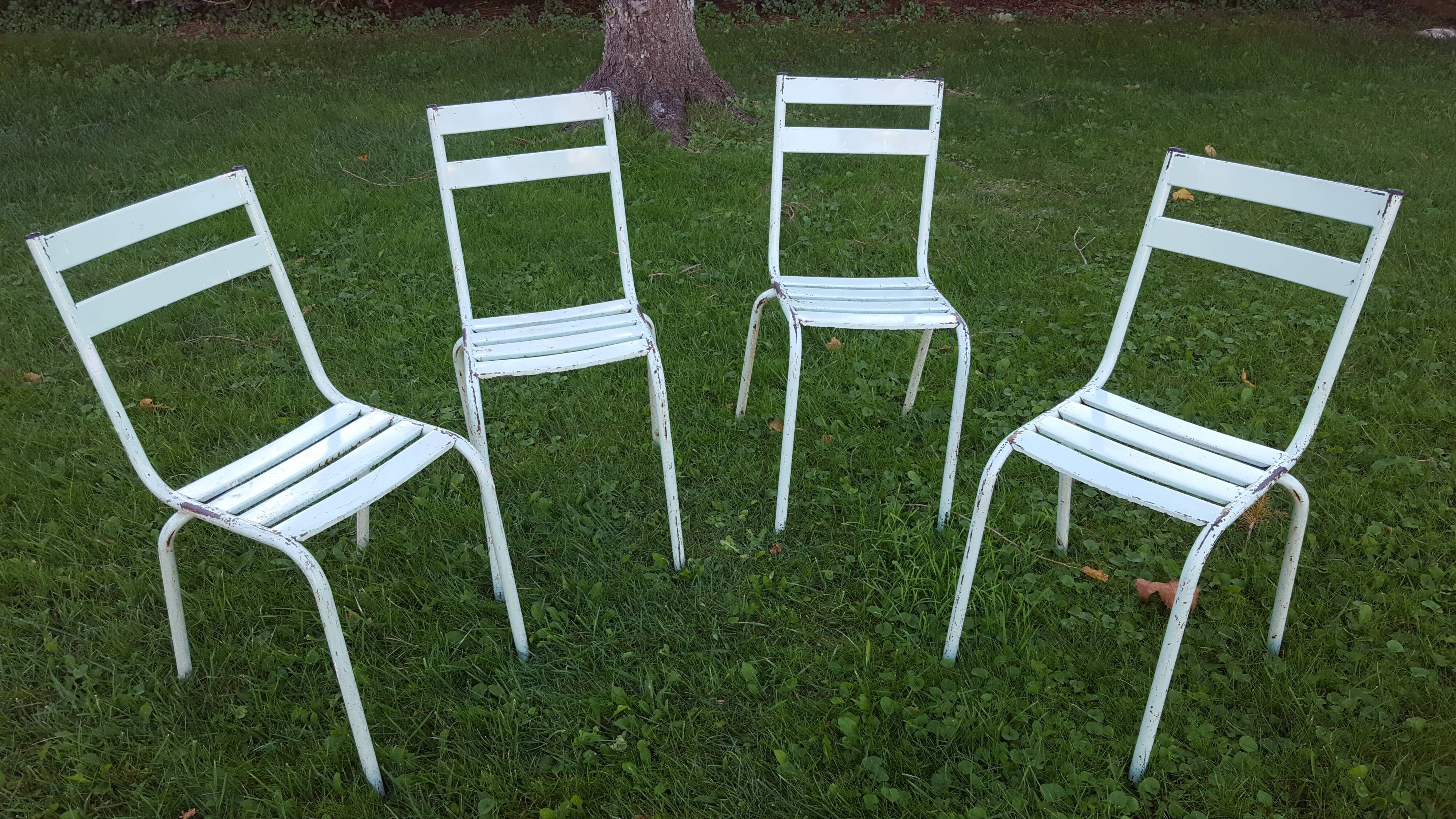 4 metal chairs, 50s