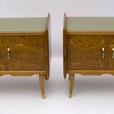 Pair of Art Deco Italian Bedside Tables White Ash Briar, 1920s
