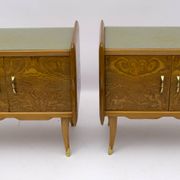 Pair of Art Deco Italian Bedside Tables White Ash Briar, 1920s