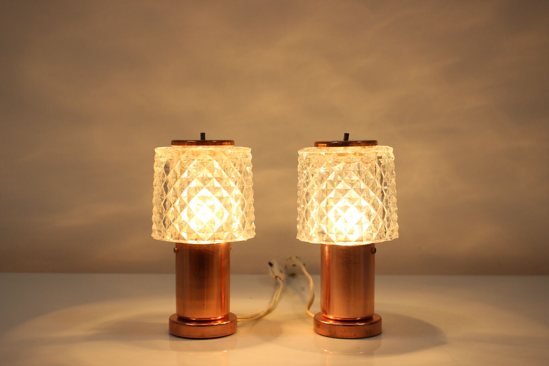 Pair of Copper Table Lamps by Kamenický Šenov, Czechoslovakia 1970