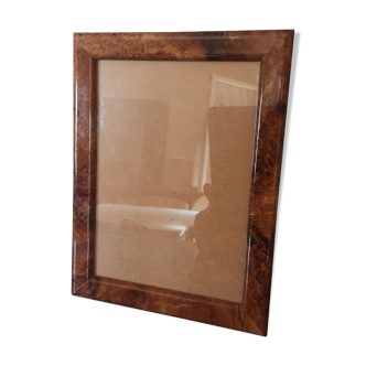 Cadre sous verre en bois et placage