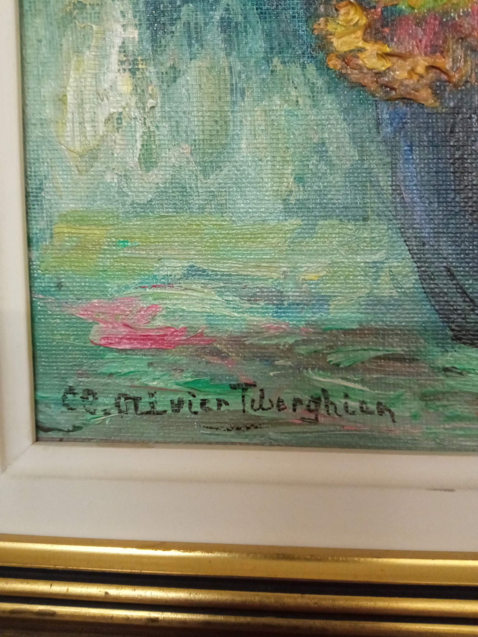 Huile sur toile bouquet de fleurs signé