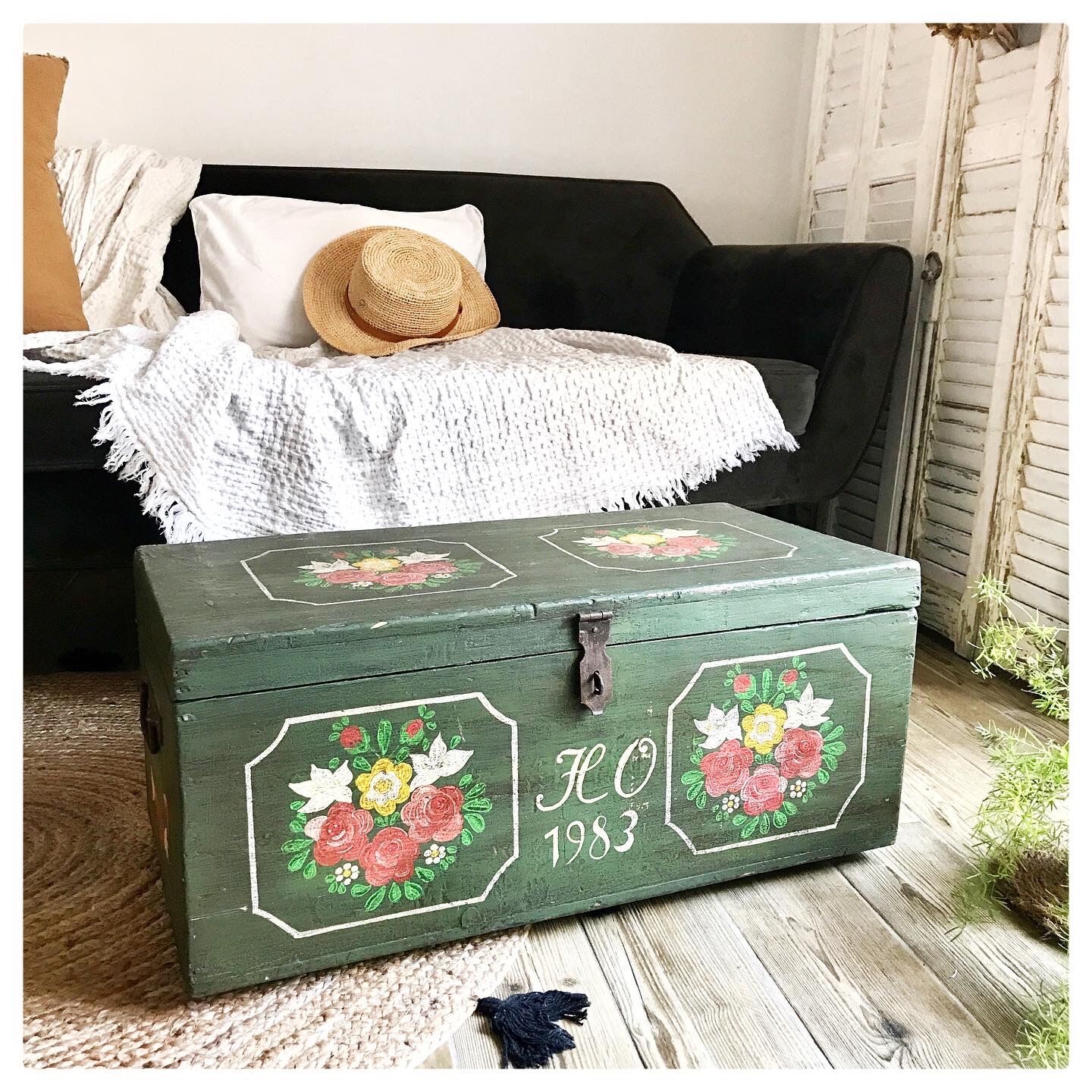 Hand-painted wooden trunk