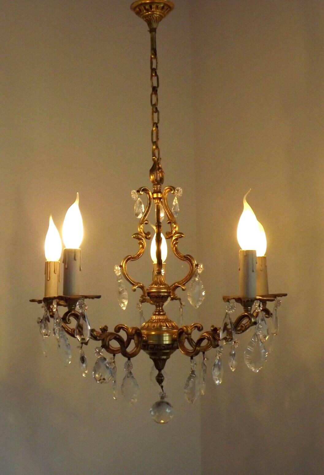 French bronze and crystal chandelier