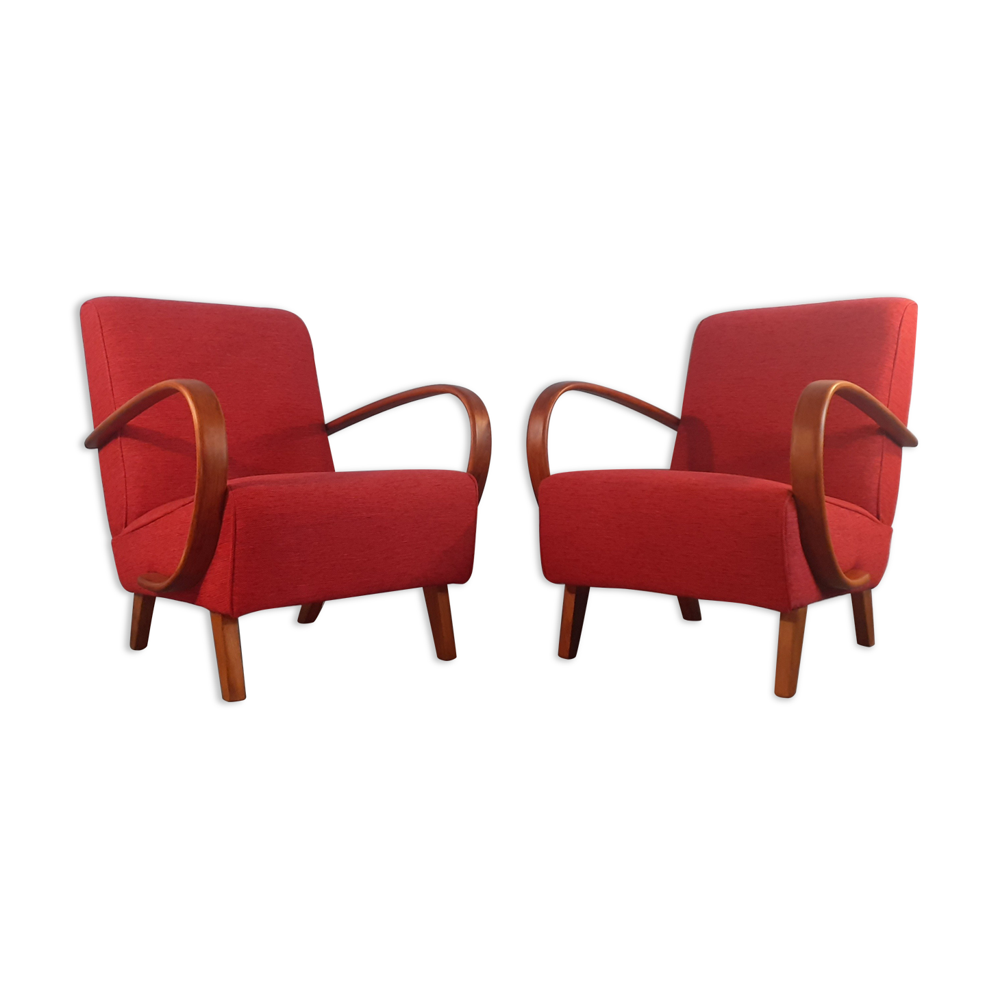 Pair of H262 armchairs by Jindrich Halabala, Czech Art Deco 1940s