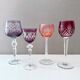Collection crystal glasses, colored wine glass