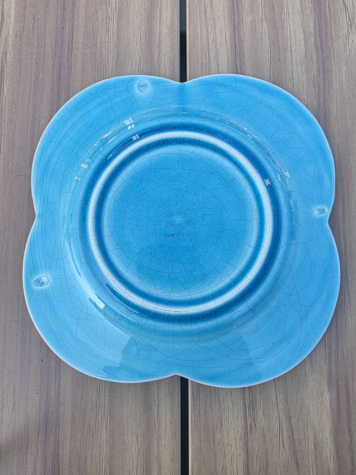 Assiette petit Plat faïence de Charolles bleu turquoise
