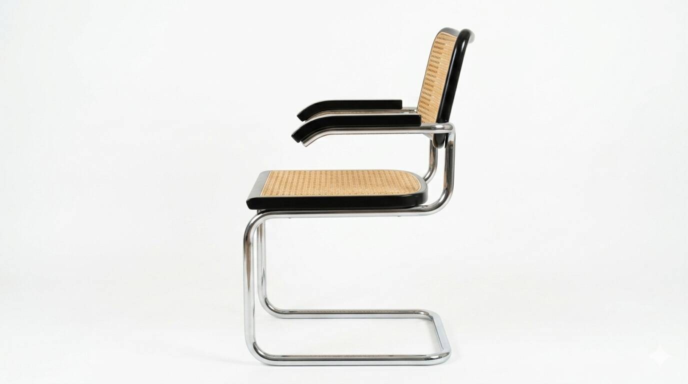Cesca B64 black armchair Bauhaus Marcel Breuer, Italy