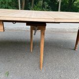 Art Deco round extendable dining table renovated in solid oak 225cm 20th century