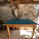 Table de ferme bois & bleu paon