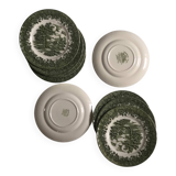 Set of 9 vintage W H Grindley plates – Country Style pattern (green)