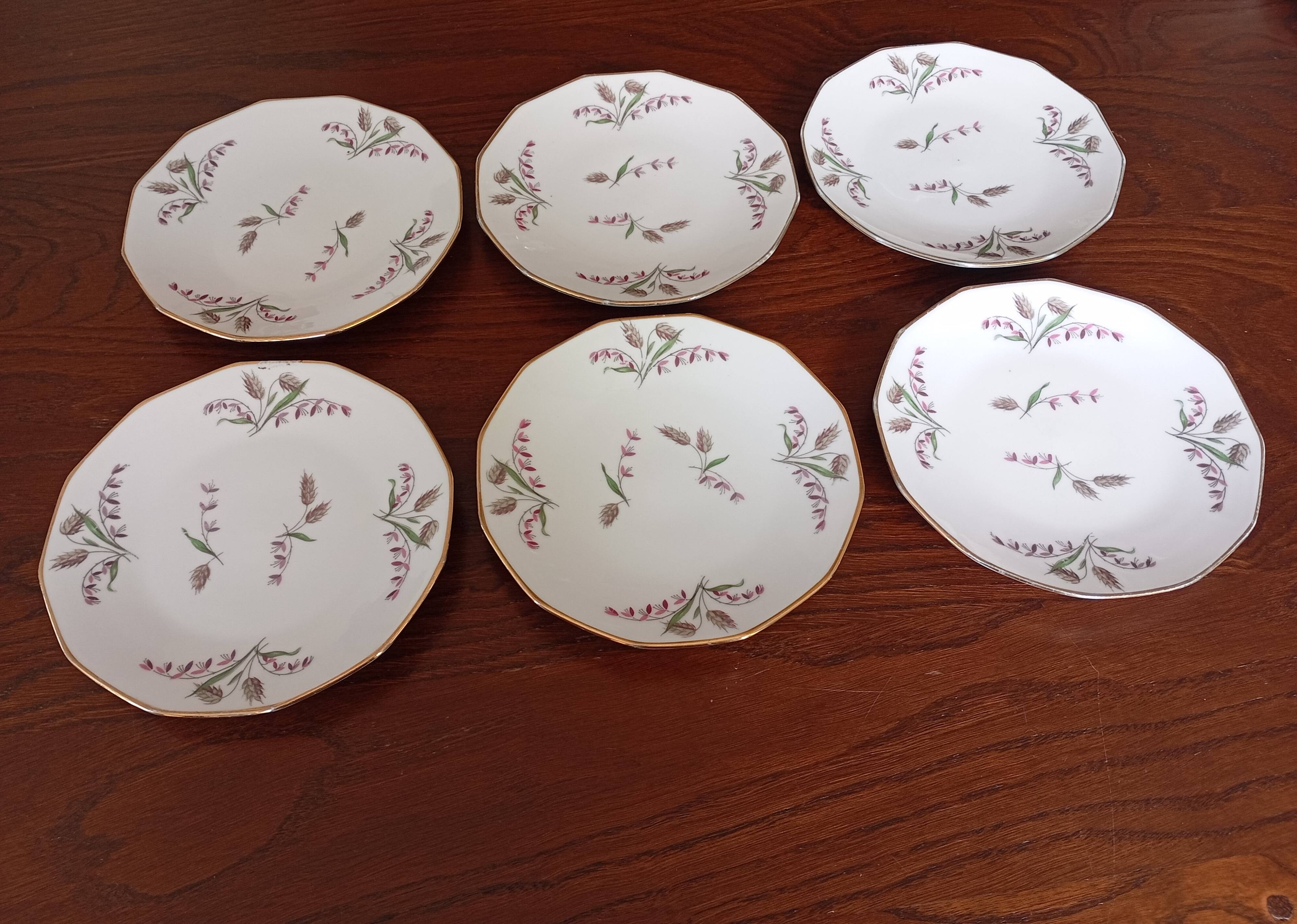 6 Limosa hard porcelain dessert plates (Limoges)