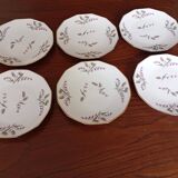 6 Limosa hard porcelain dessert plates (Limoges)