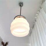 Art Deco white opal glass hanging lamp
