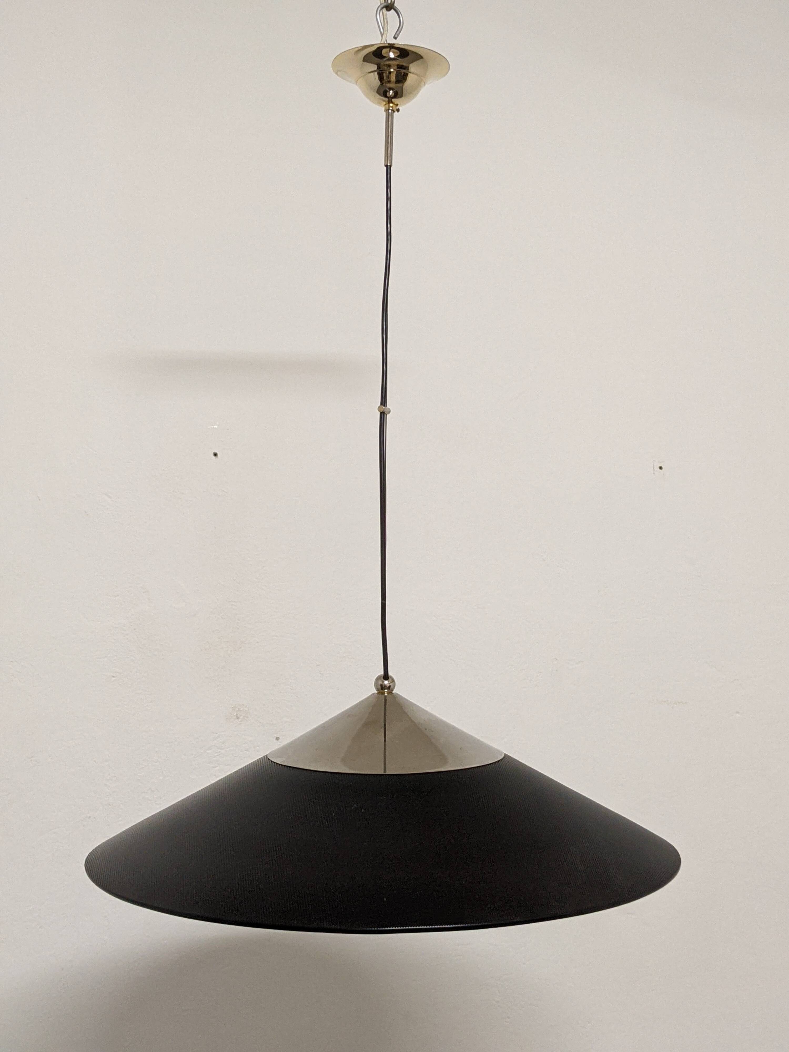 XXL black marmorite saucer suspension, Italy circa 1970.