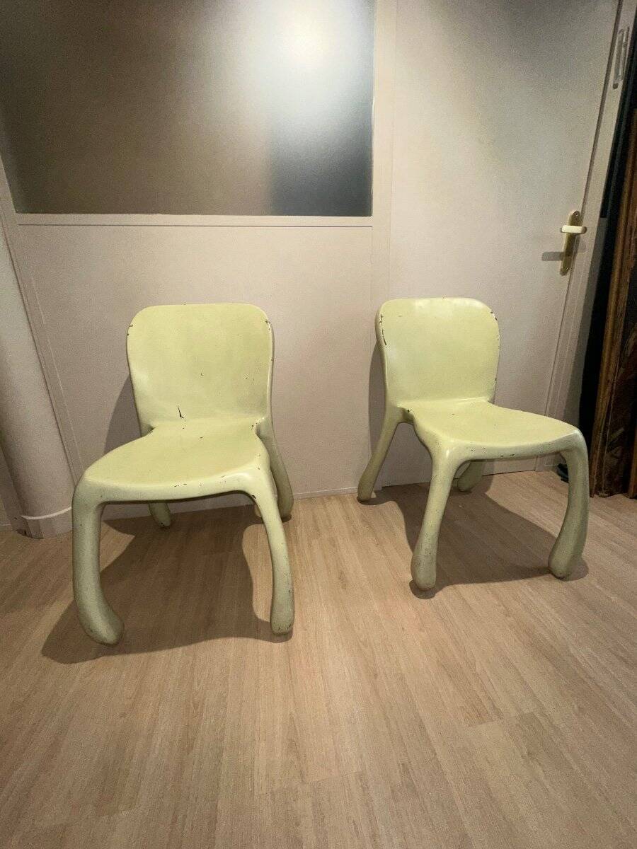 Pair of 50's 70's designer fiberglass chairs