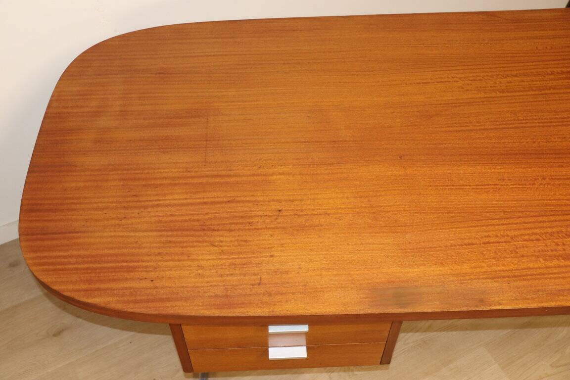Vintage desk by George Nelson in wood and aluminum, 1960s