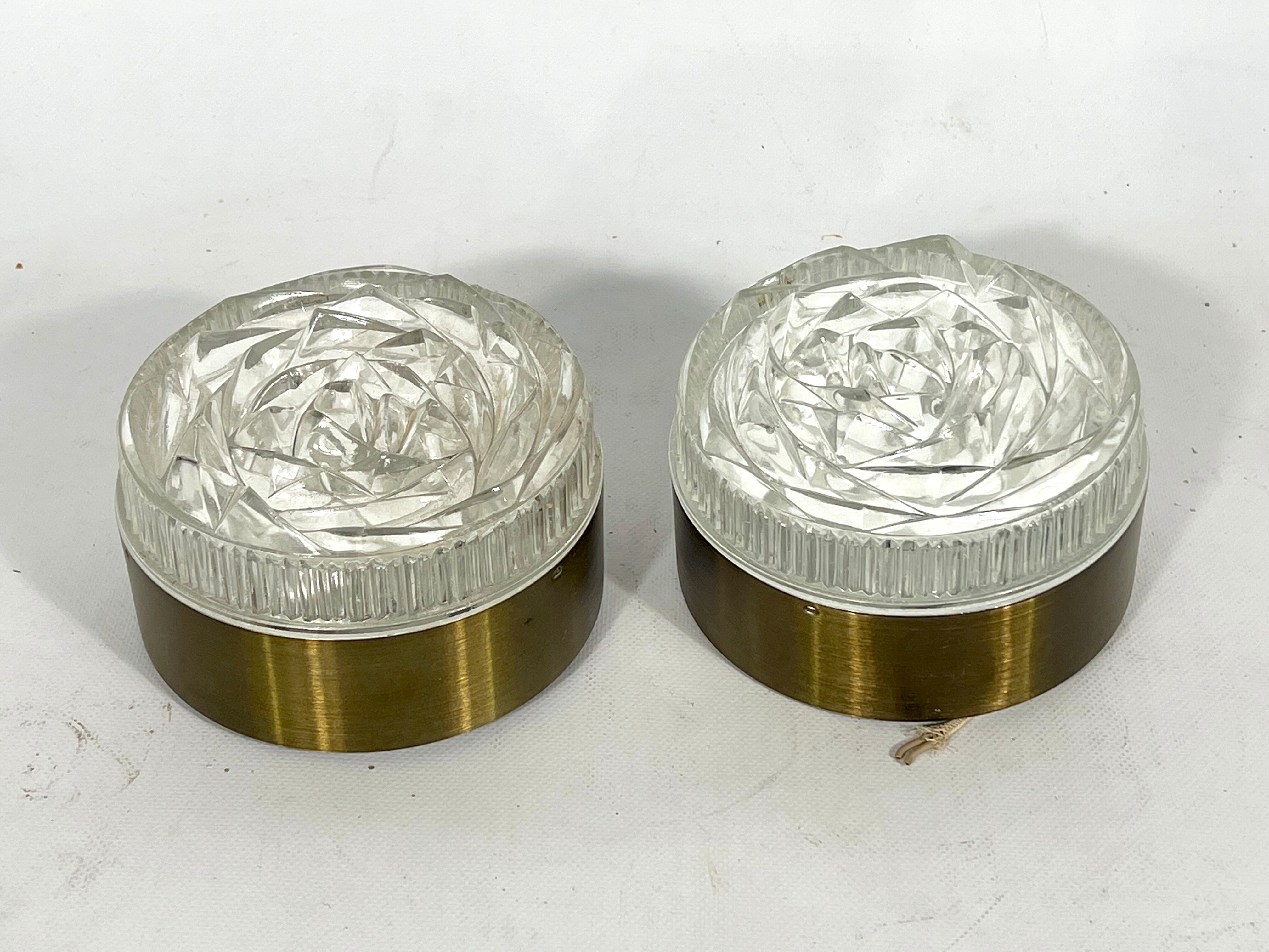 Stilux Milano, set of two wall or ceiling lamps model Caserta, 1960s