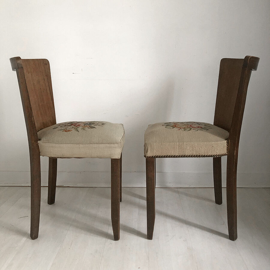 Pair of 50's vintage chairs decorated with flowers