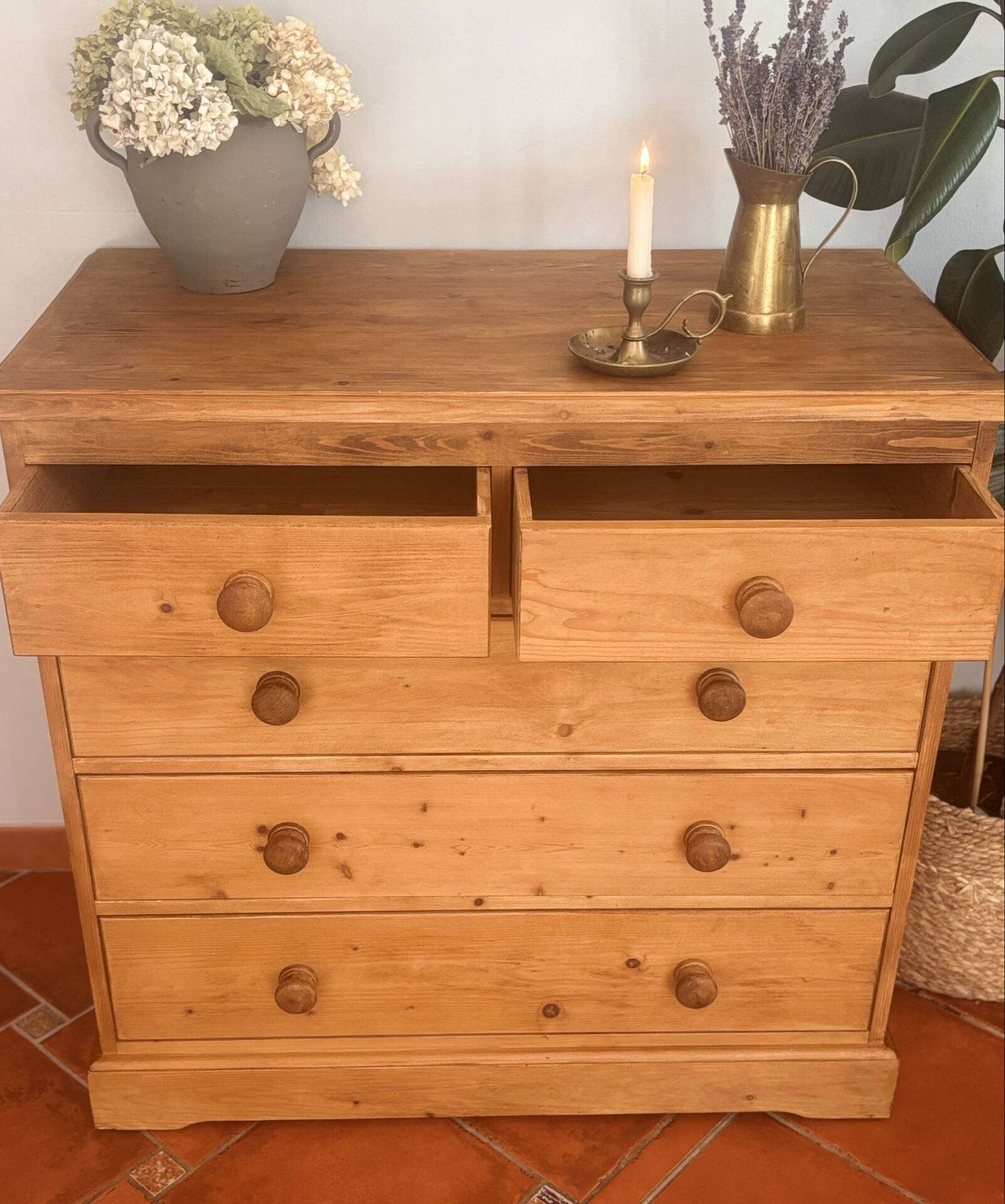 Vintage Solid Pine Commode Restored - Rustic Elegance