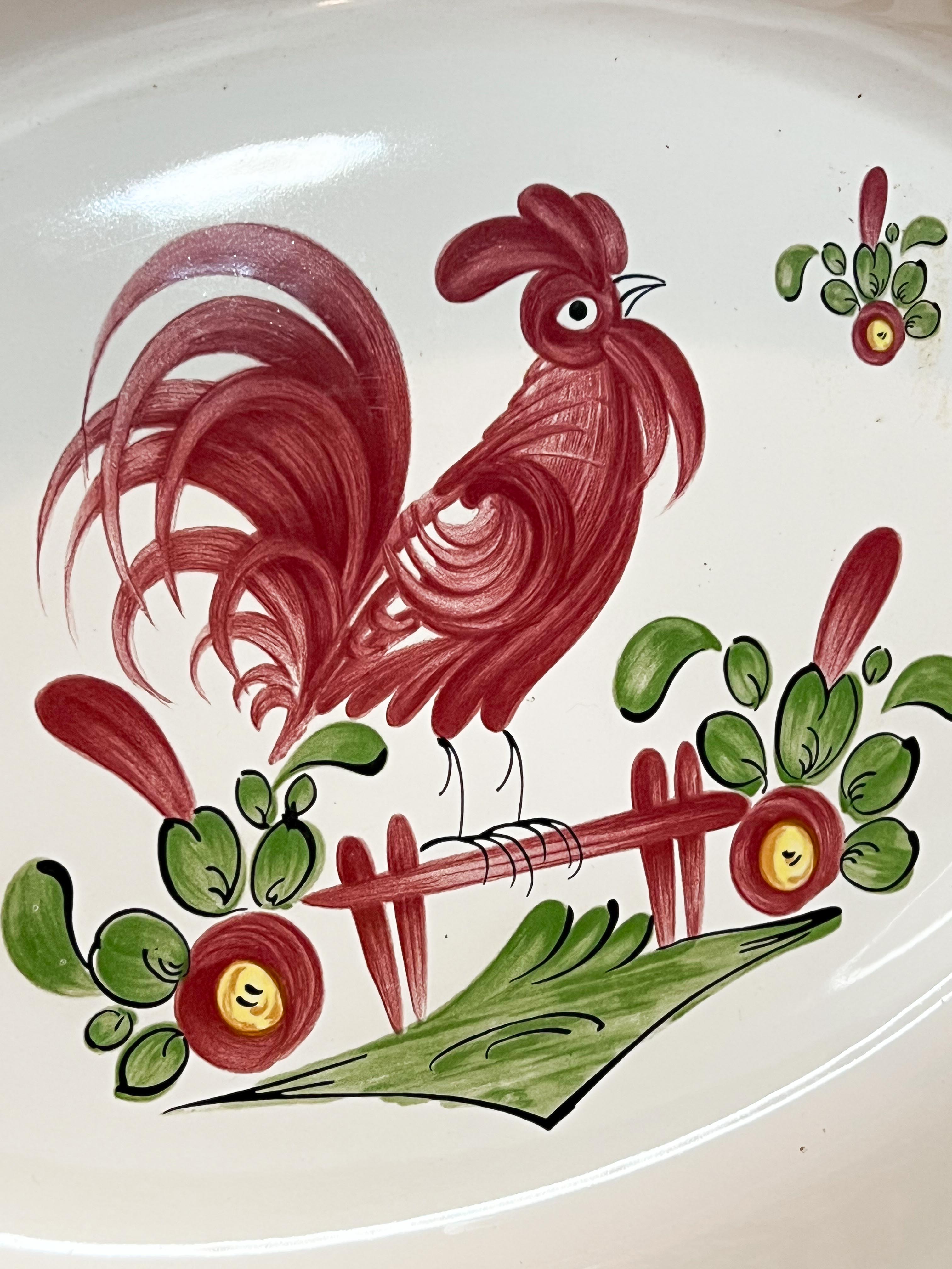 Plat en porcelaine décor coq