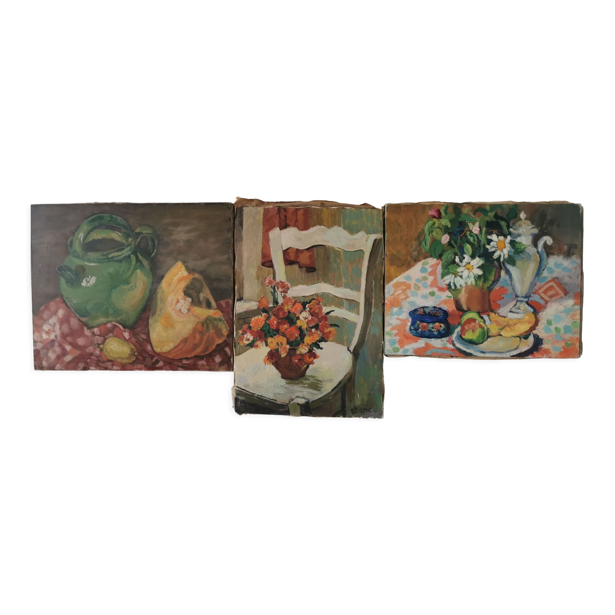 Set of 3 old still life paintings
