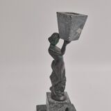 Rare decorative candlesticks in bronze and soapstone, Finland, Art Deco