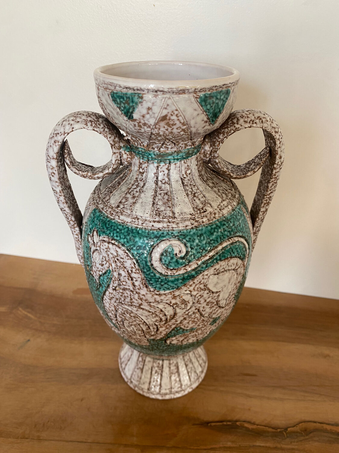 Fratelli Fanciullacci turquoise green horse ceramic vase