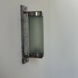 Vintage tubular wall lamp, chrome and sandblasted glass, France 1940