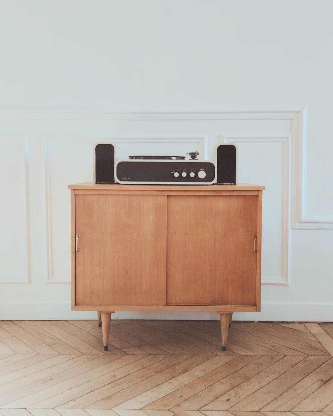 Vinyl cabinet / Renovated low modernist sideboard, 1960s-70s