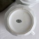2 white porcelain cups Apilco vintage Parisian bistro