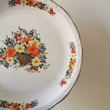 Plat rond Digoin, corbeille de fleurs