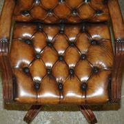Restored leather captain's Chesterfield chair