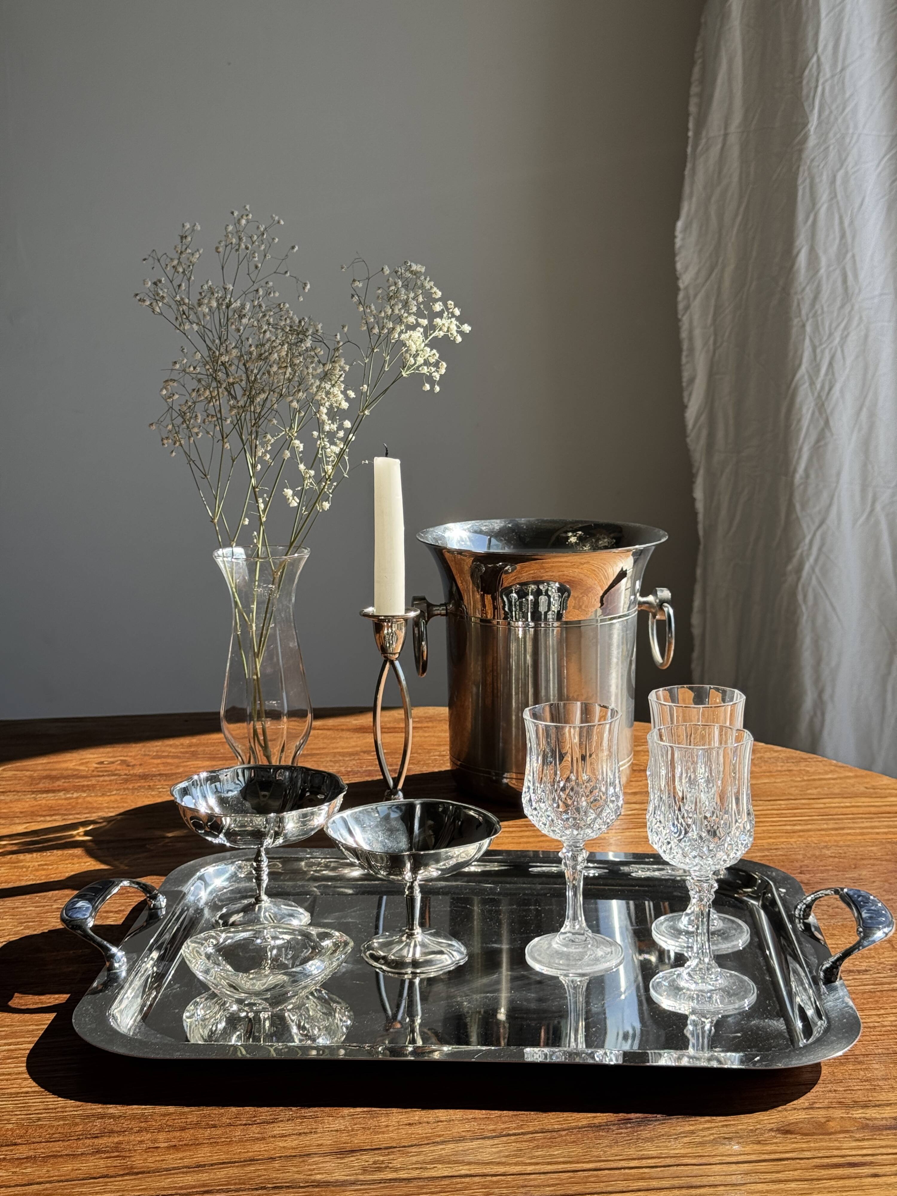 Set of 6 metal ice cream cups on flower-shaped feet