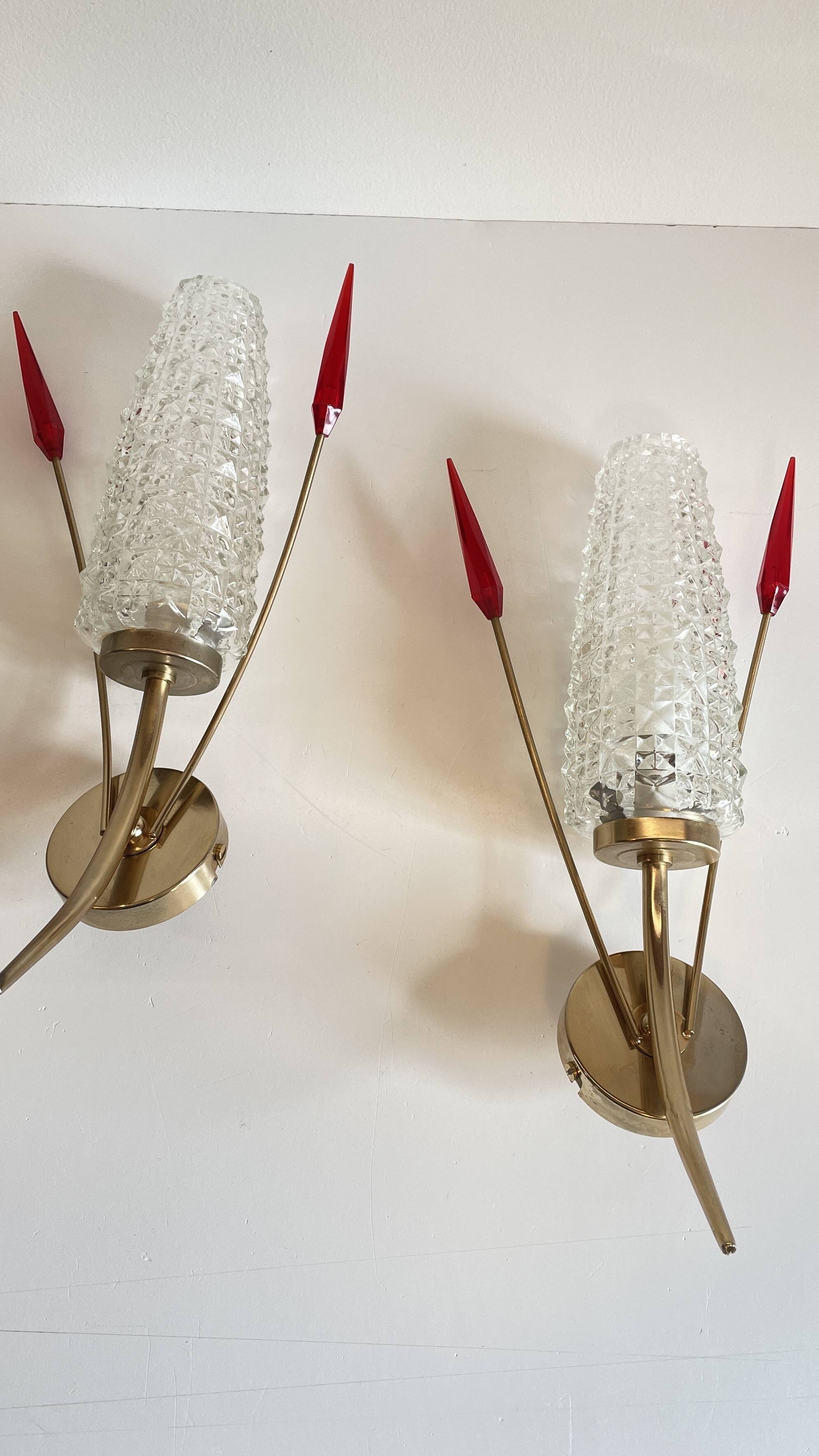 Pair of retro 60s wall lights